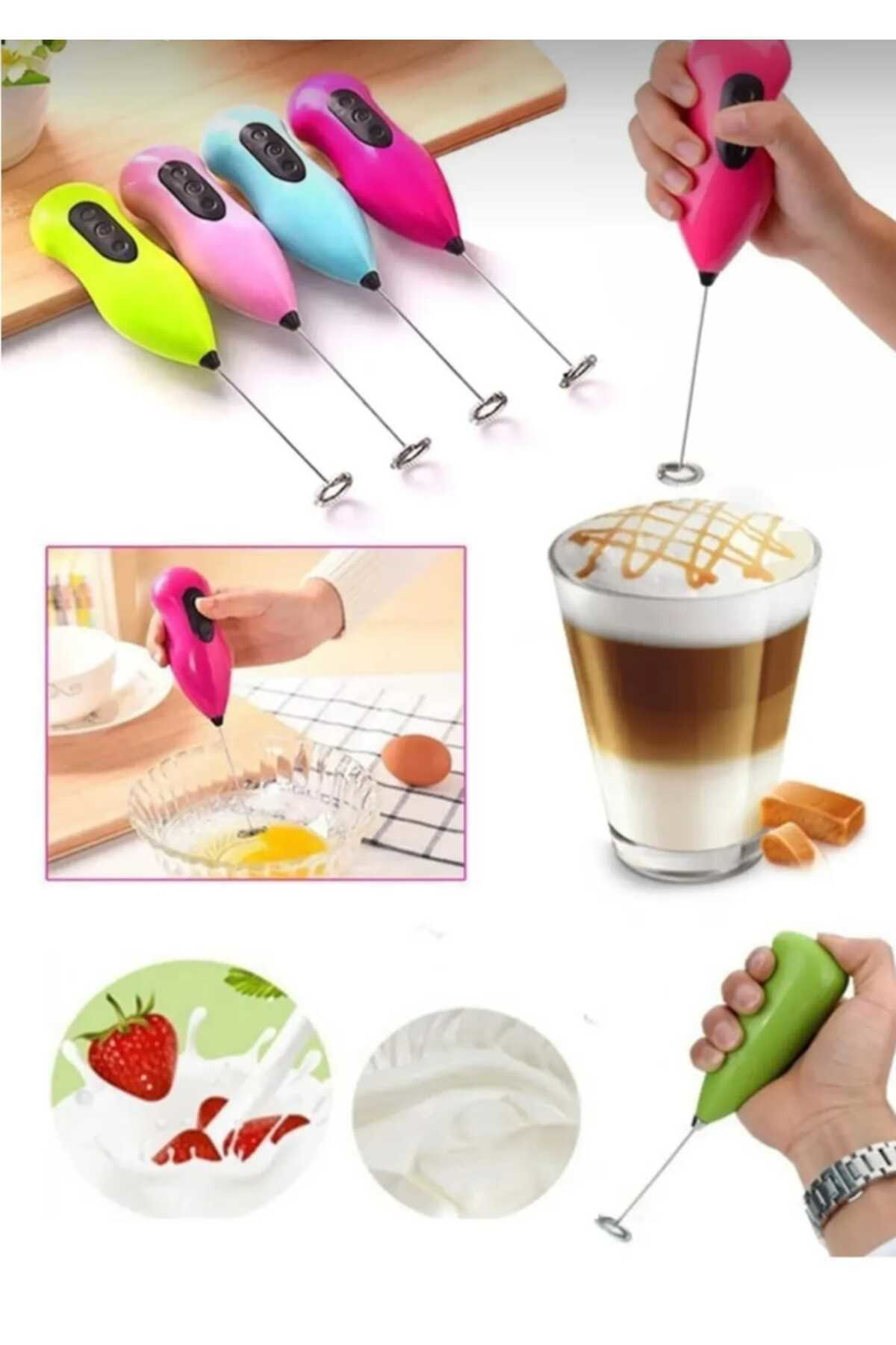 Plaova Çelik Uçlu Pilli Kahve Sos Krema Mama Süt Köpürtücü Yumurt