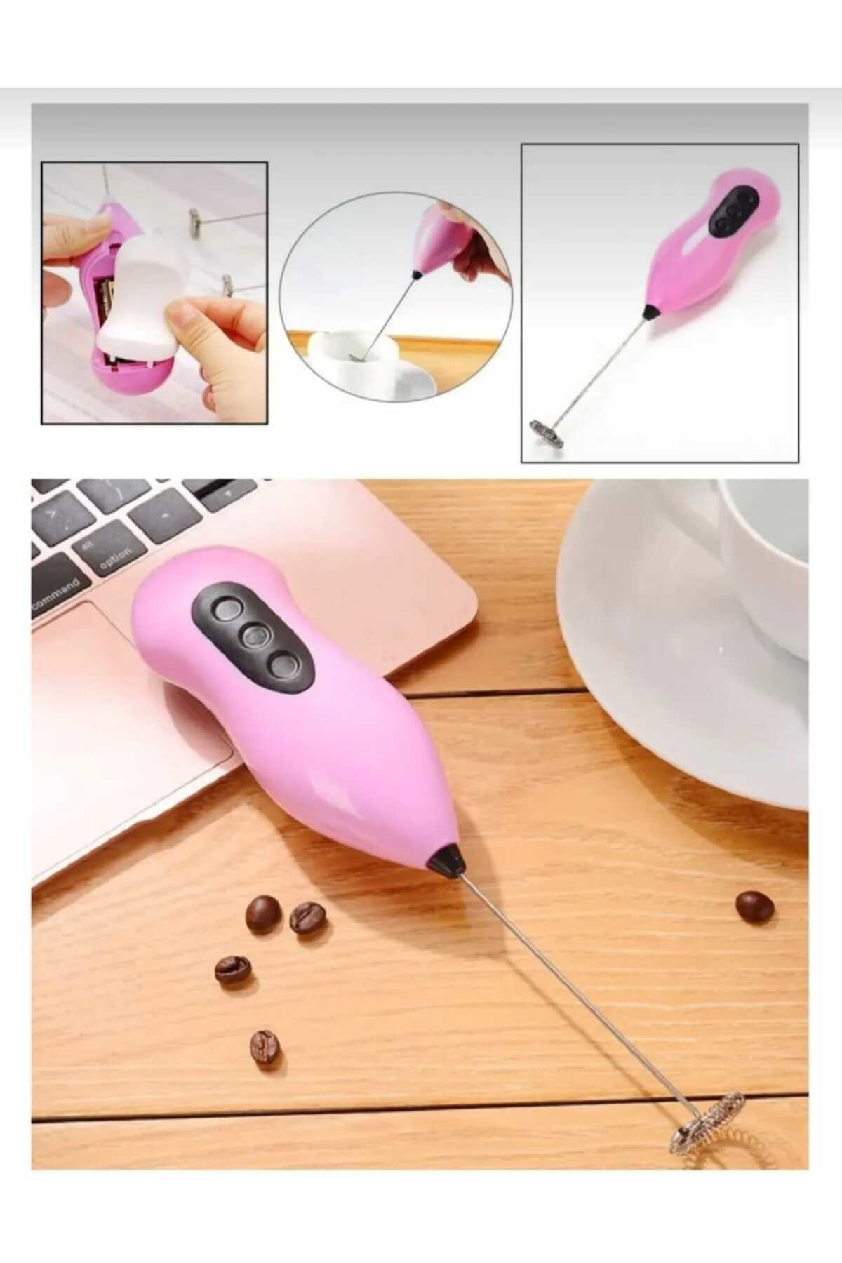 Plaova Çelik Uçlu Pilli Kahve Sos Krema Mama Süt Köpürtücü Yumurt