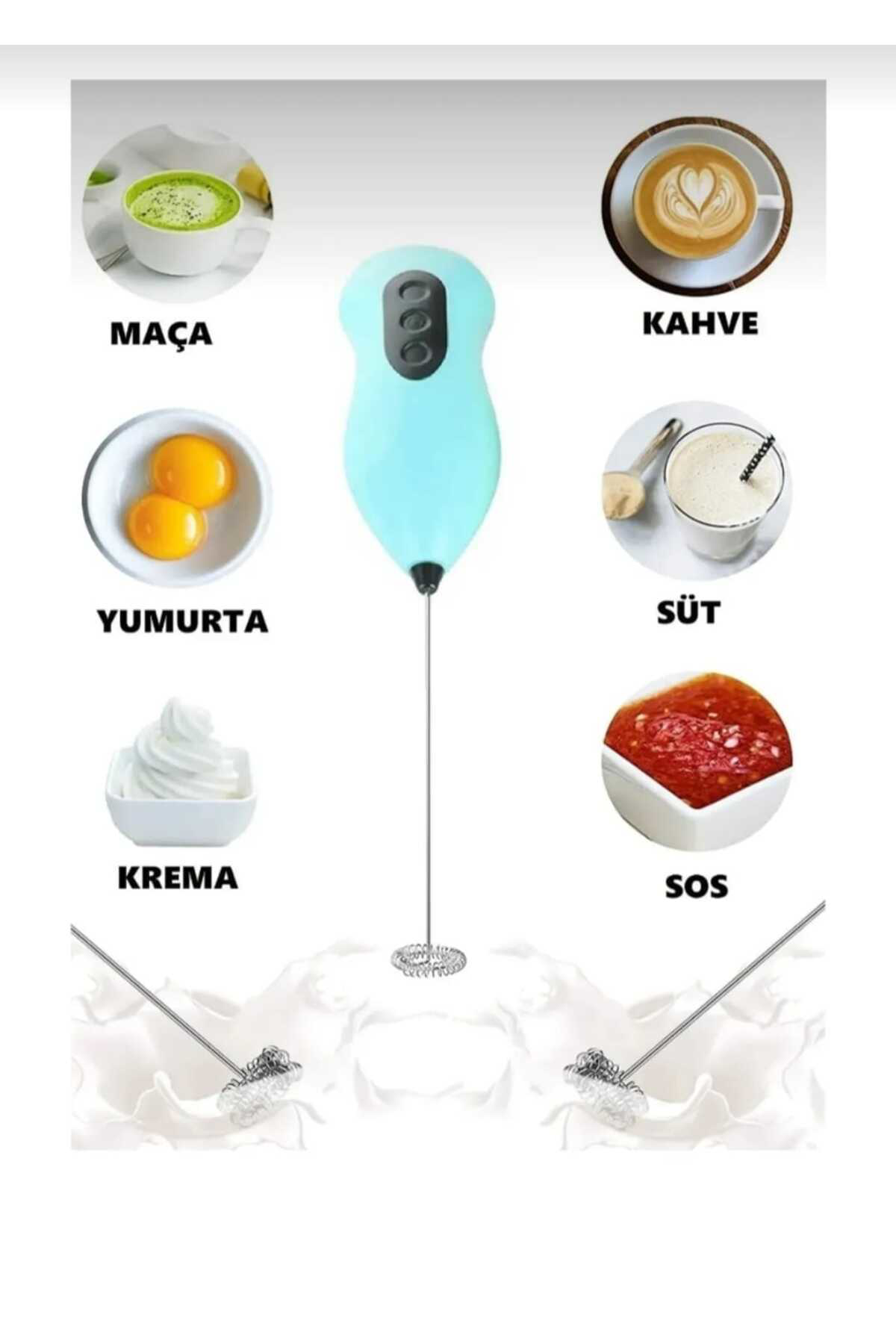 Plaova Çelik Uçlu Pilli Kahve Sos Krema Mama Süt Köpürtücü Yumurt