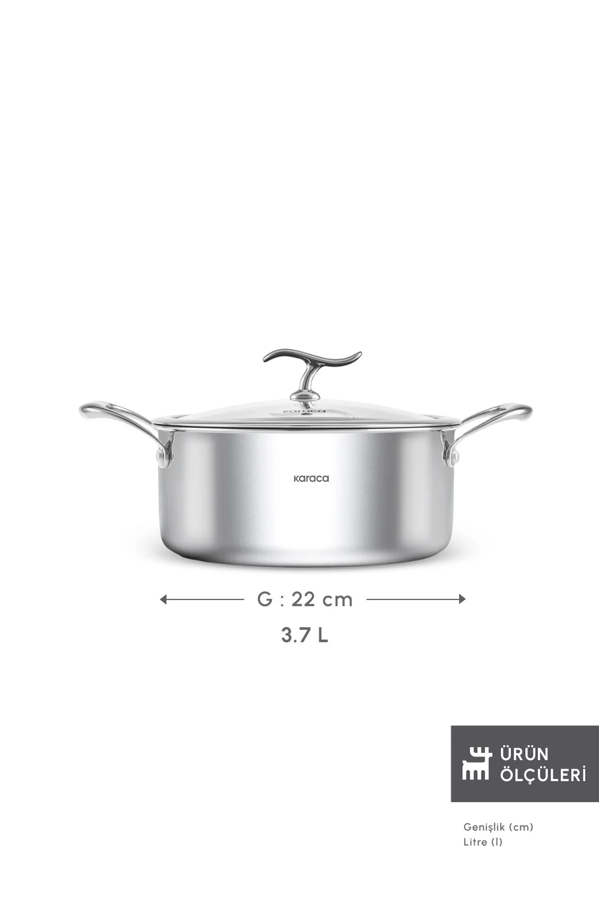 Plasma Steel 316+ 3Ply Yanmaz Yapışmaz Çelik Tencere 22 cm - Görsel 2