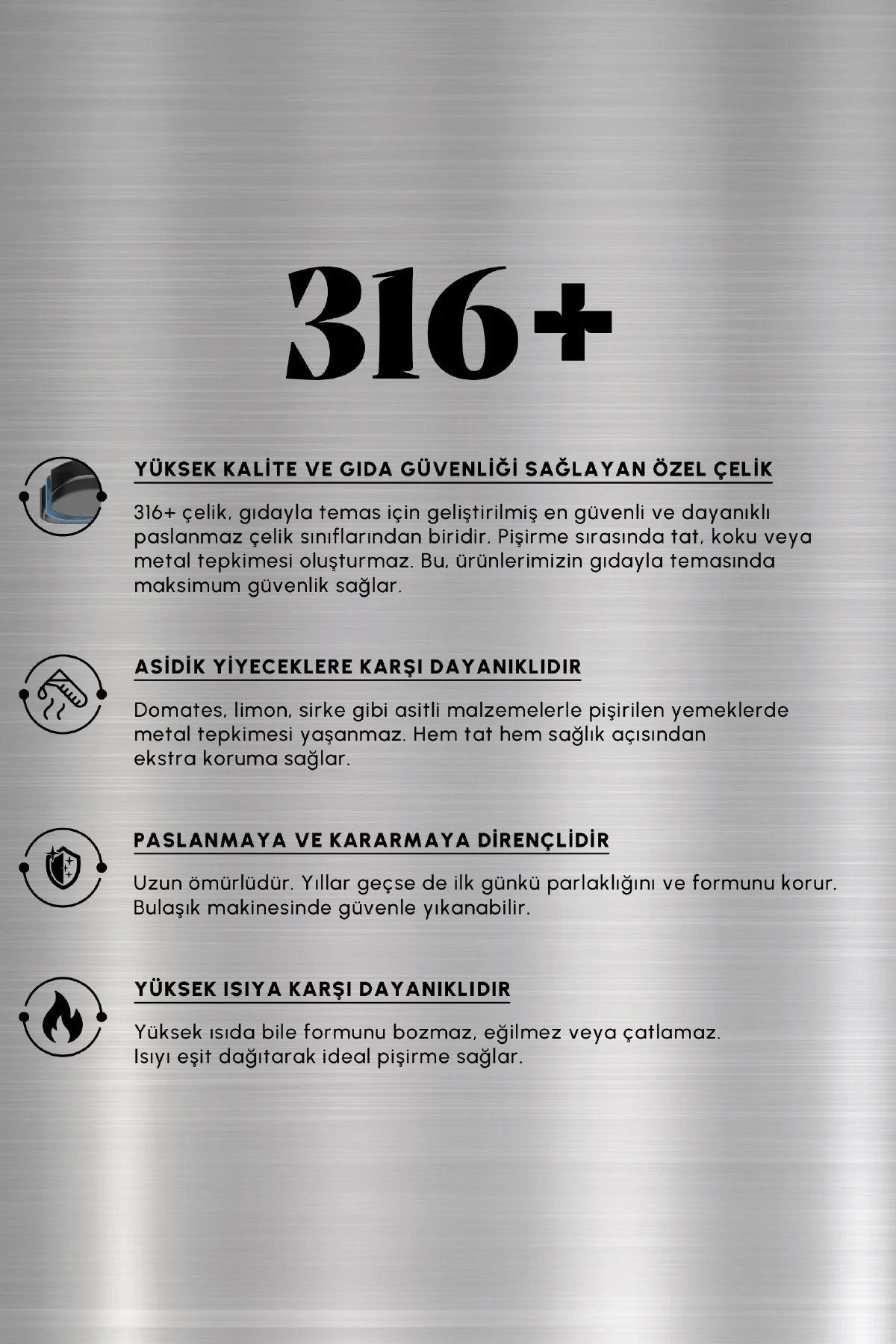 Plasma Steel 316+ 3Ply Yanmaz Yapışmaz Çelik Tencere 22 cm - Görsel 12
