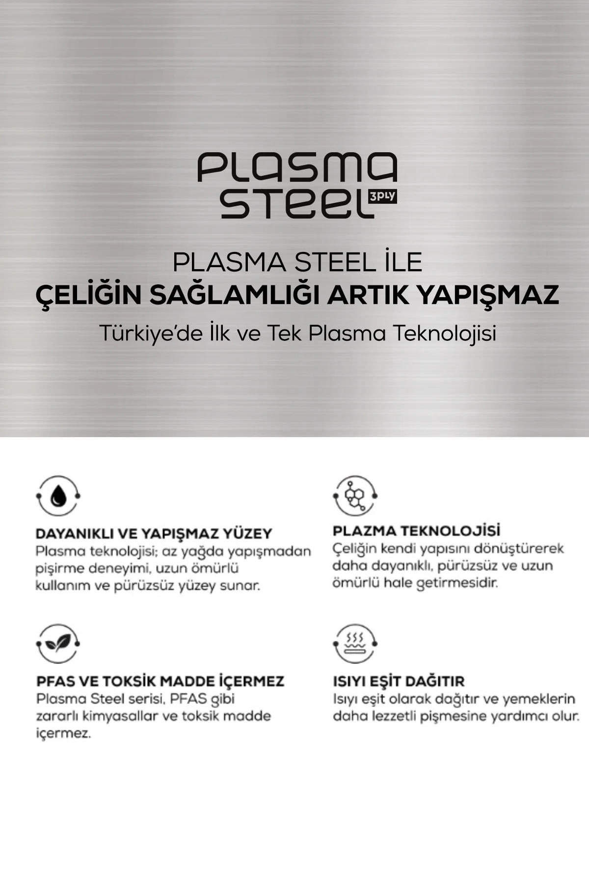 Plasma Steel 316+ 3Ply Yanmaz Yapışmaz Çelik Karnıyarık / Pilav Tencere 28 cm Plasma Steel 316+ 3Ply Yanmaz Yapışmaz Çelik Karnıyarık / Pilav Tencere 28 cm - Görsel 11