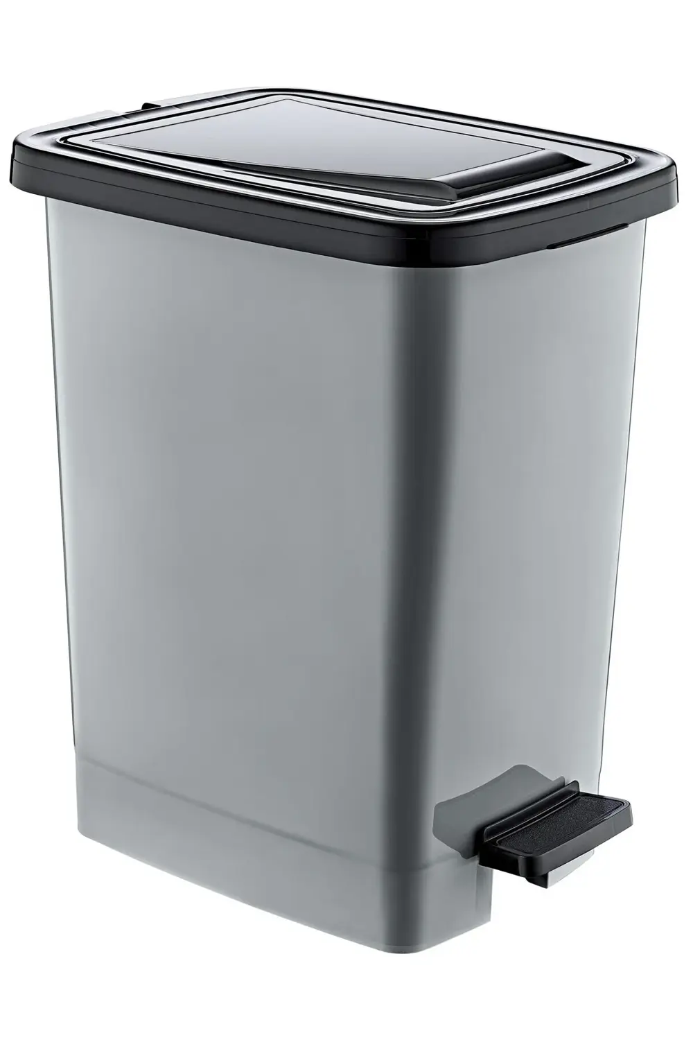 Plastik 25 lt Slim Pedallı Çöp Kovası Gri (İç Kovalı)