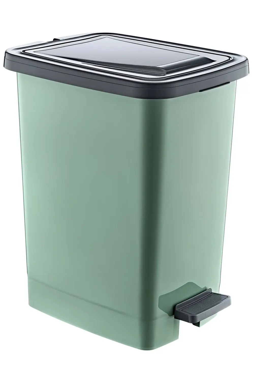 Plastik 25 lt Slim Pedallı Çöp Kovası Yeşil (İç Kovalı)