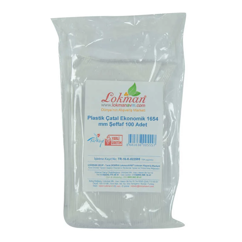 Plastik Çatal Ekonomik 1654 mm Şeffaf 100 Adet 1 Paket