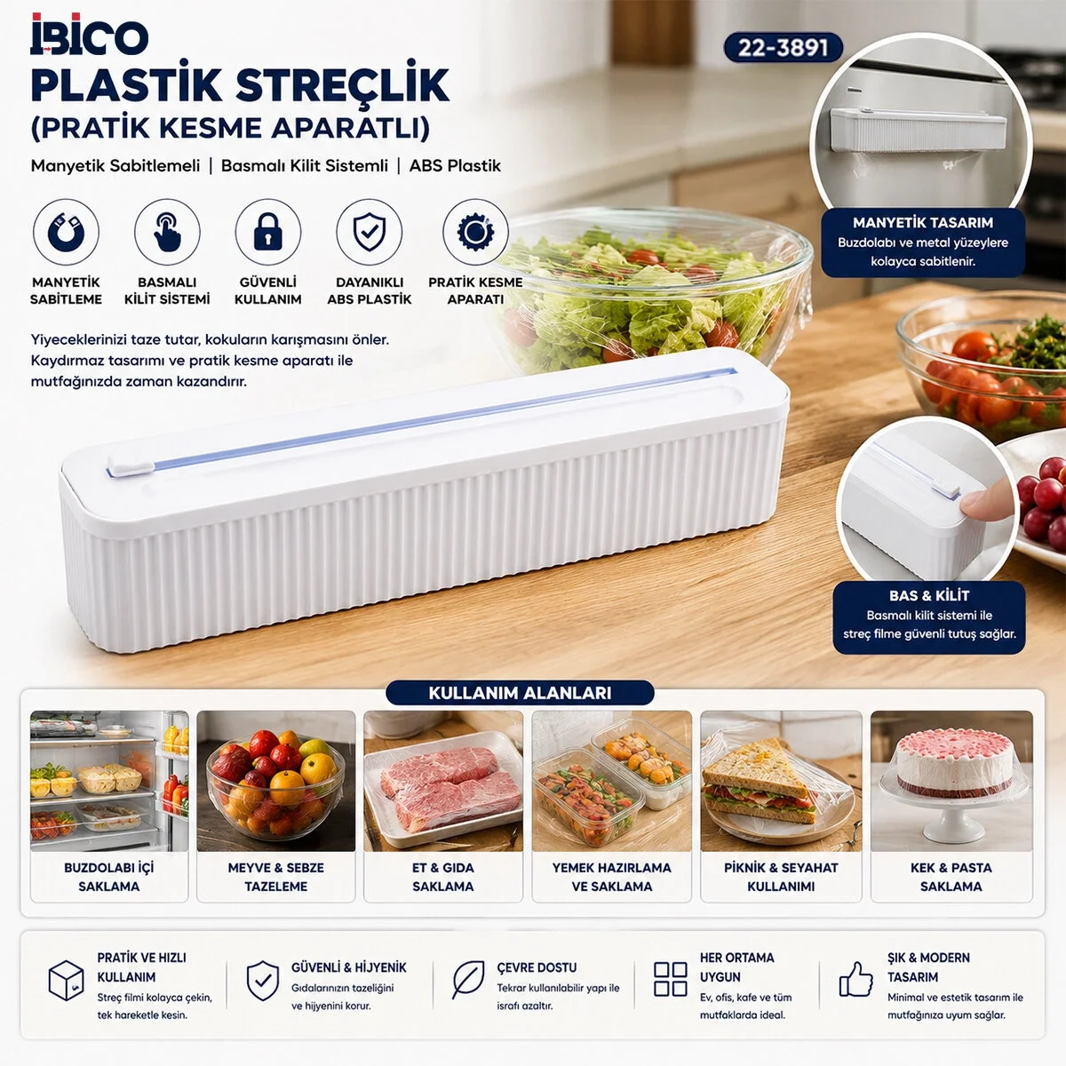 Plastik Folyo - Streçlik Film Kesici 35cm Pratik Kesme Aparatlı Manyetik Sabitleme Bx40 Plastik Folyo - Streçlik Film Kesici 35cm Pratik Kesme Aparatlı Manyetik Sabitleme Bx40