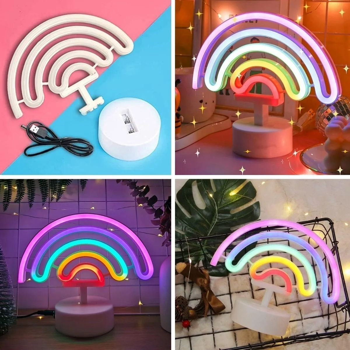 Plastik Gökkuşağı Neon LED Işık – Dekoratif Renkli Masaüstü ve Ambiyans Aydınlatması Fiyatı, Yorumları ve Özellikleri