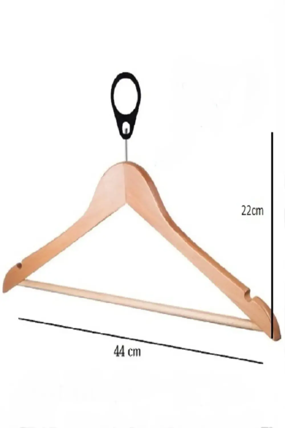 Plastik Halkalı Otel Tipi Ahşap Askı 12 Adet