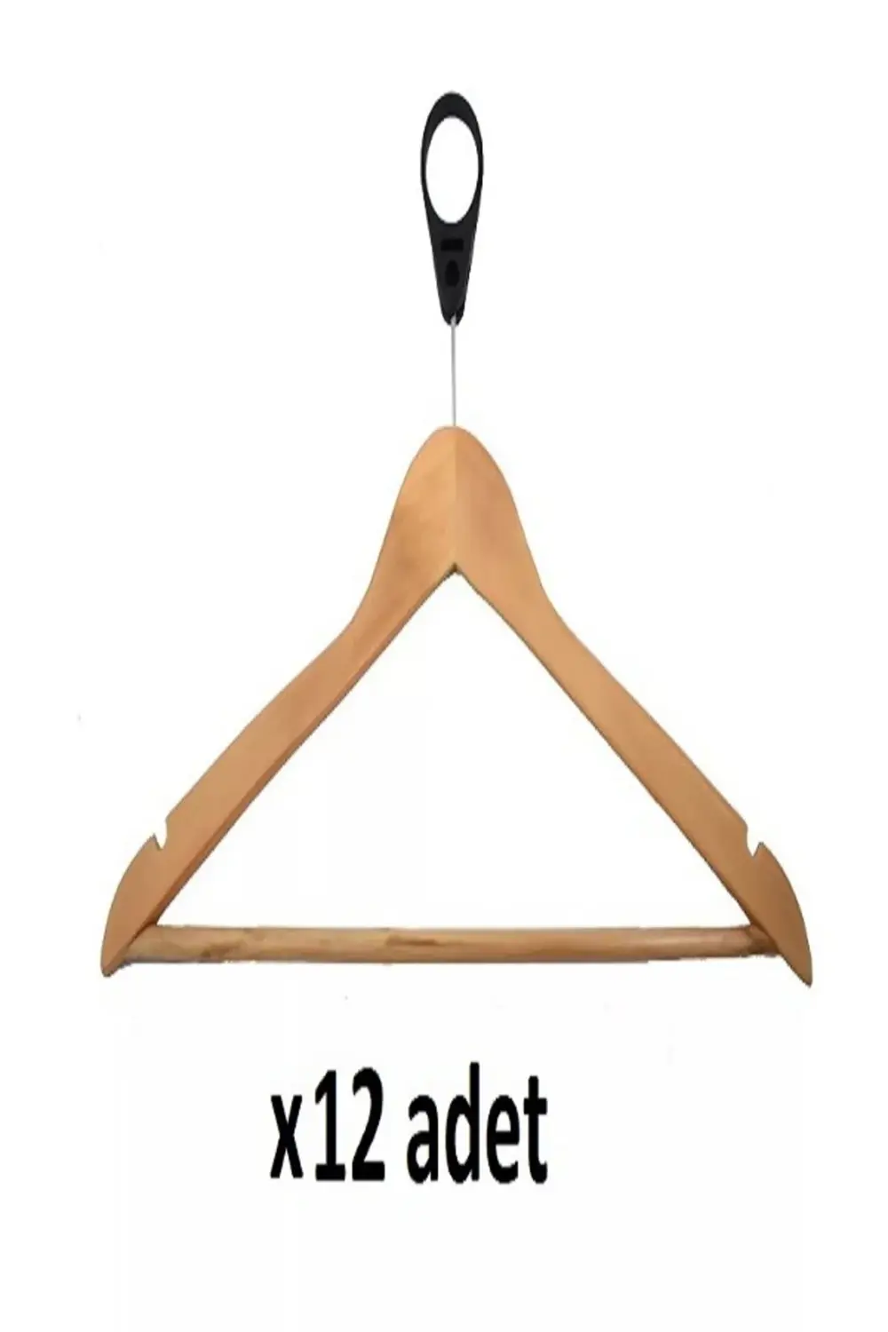 Plastik Halkalı Otel Tipi Ahşap Askı 12 Adet