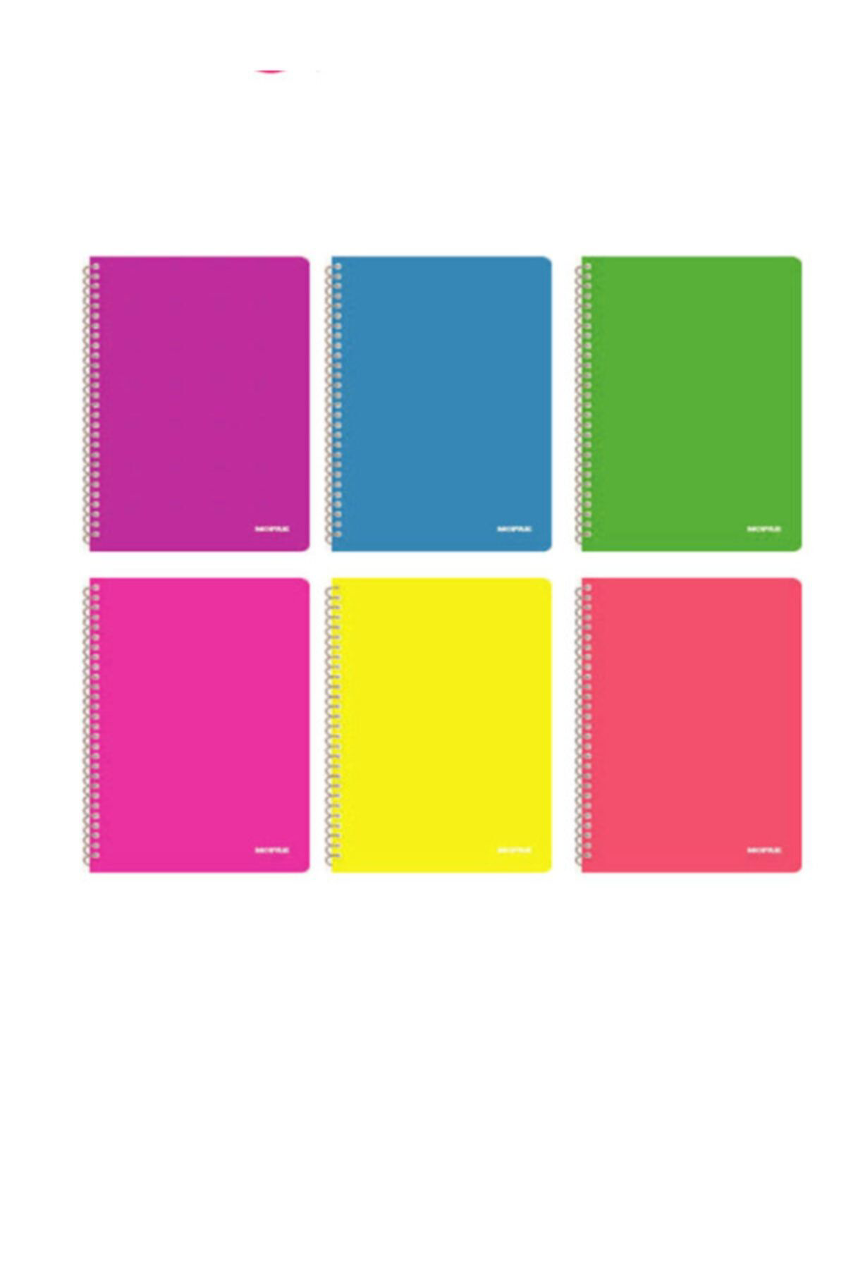 Mopak Plastik Kapak Neon A4 60 Yaprak Spiralli Kareli Okul Defteri