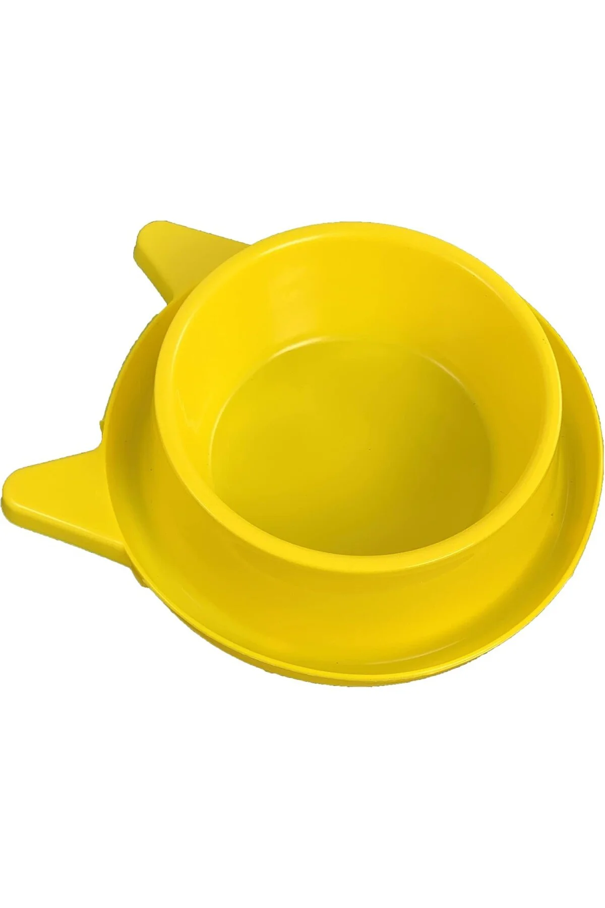 Plastik Kedi Kulaklı Mama ve Su Kabı 400 ML Sarı