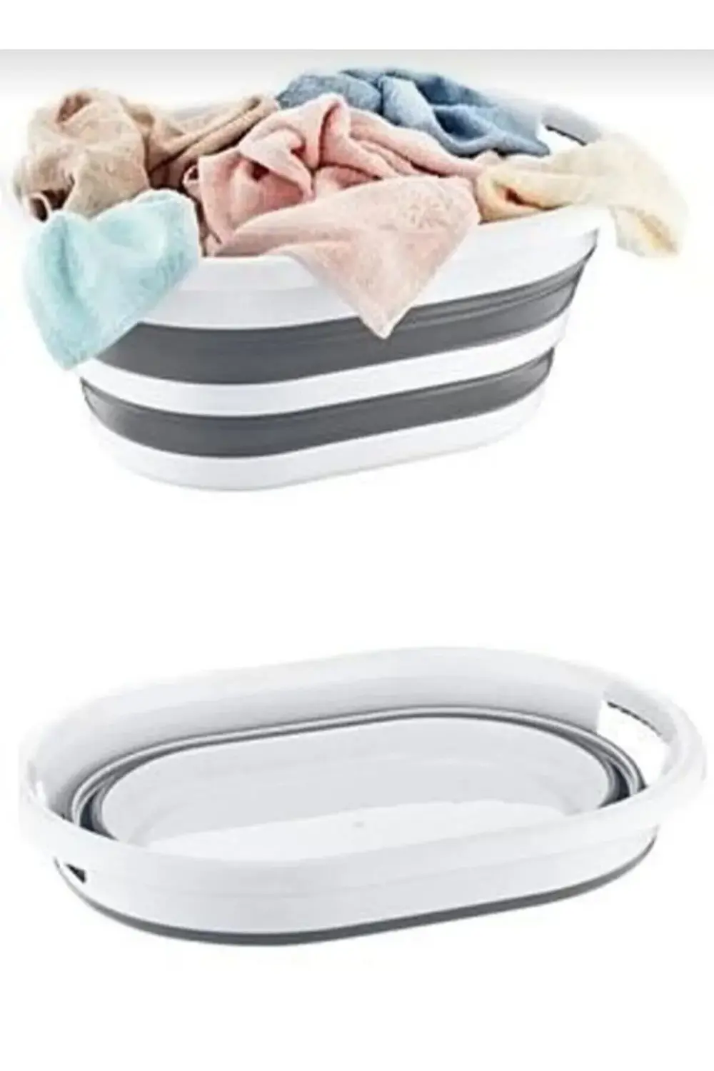 Plastik KÜÇÜK BOY KATLANABİLİR ÇAMAŞIR SEPETİ (25 LT) 55 x 35 Gri