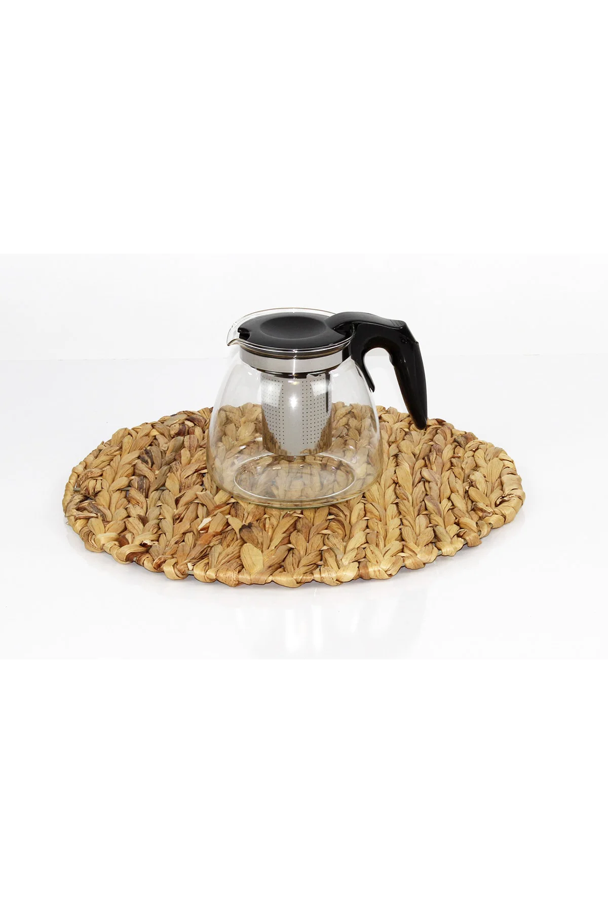 Plastik Kulplu Süzgeçli Cam Demlik