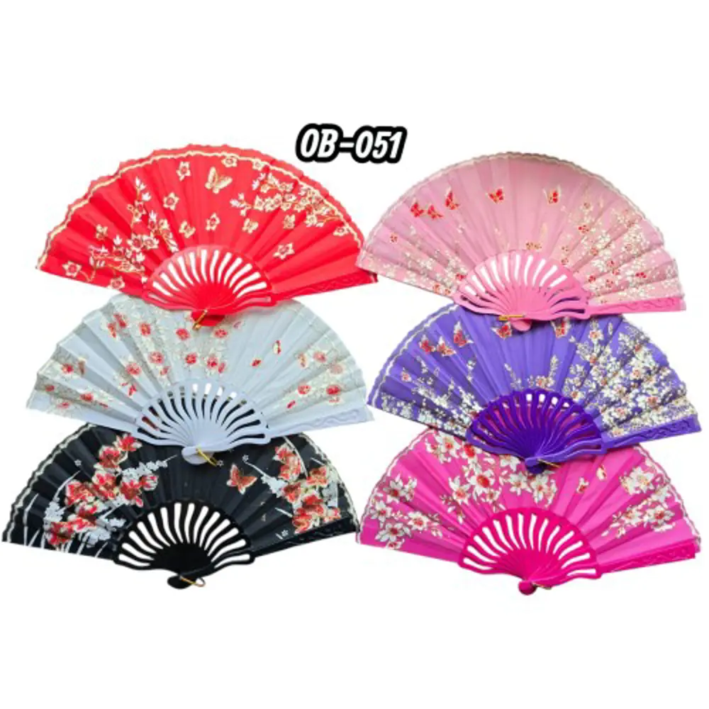 Plastik Kumaş Yelpaze 12 Adet Karışık Renk