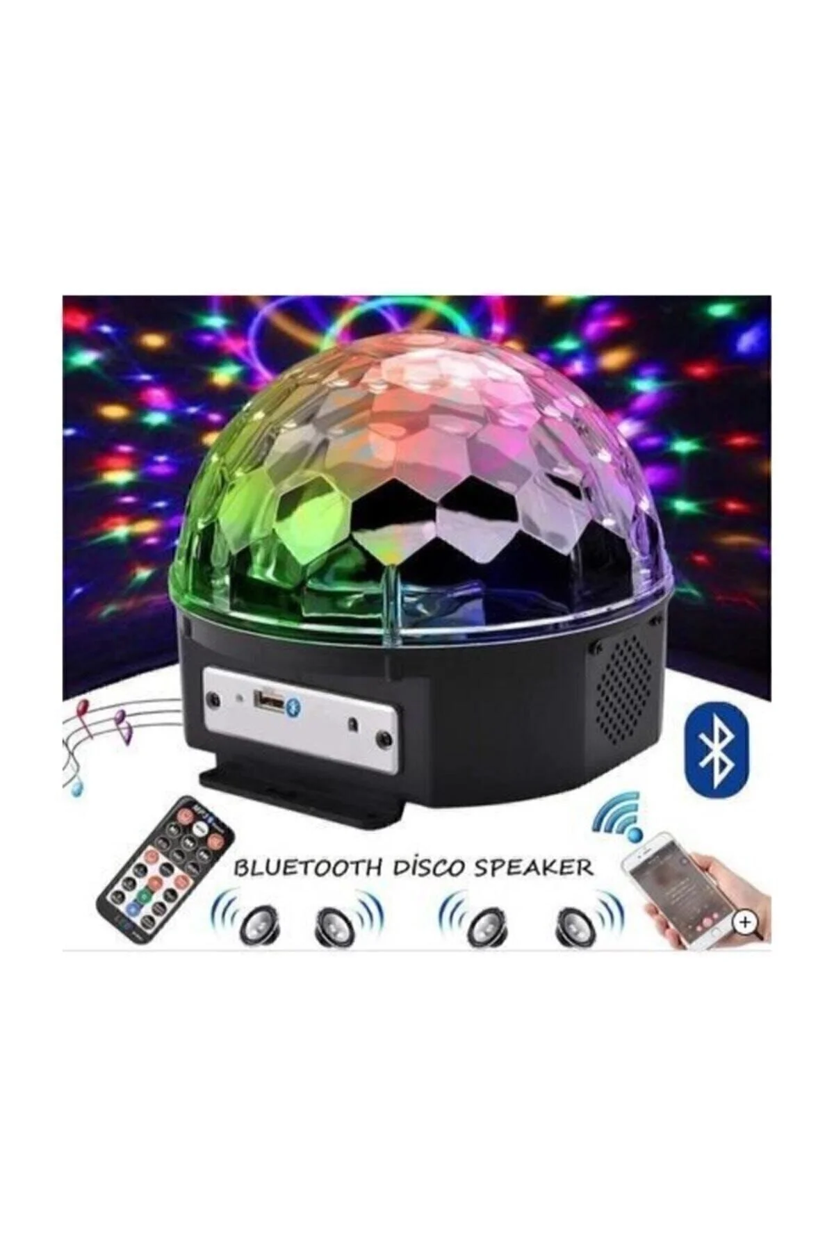 Plastik masa lambası 28x13 cm siyah renk E14 duy elektrikli bluetooth hoparlörlü