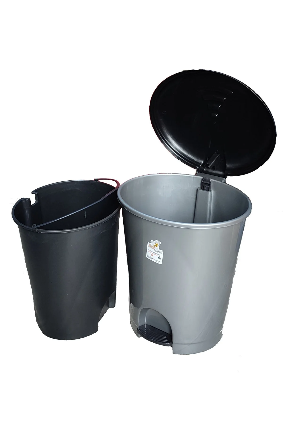 Plastik Pedallı Basmalı Açılır Kapak Çöp Kovası / 33 Litre Kırmız