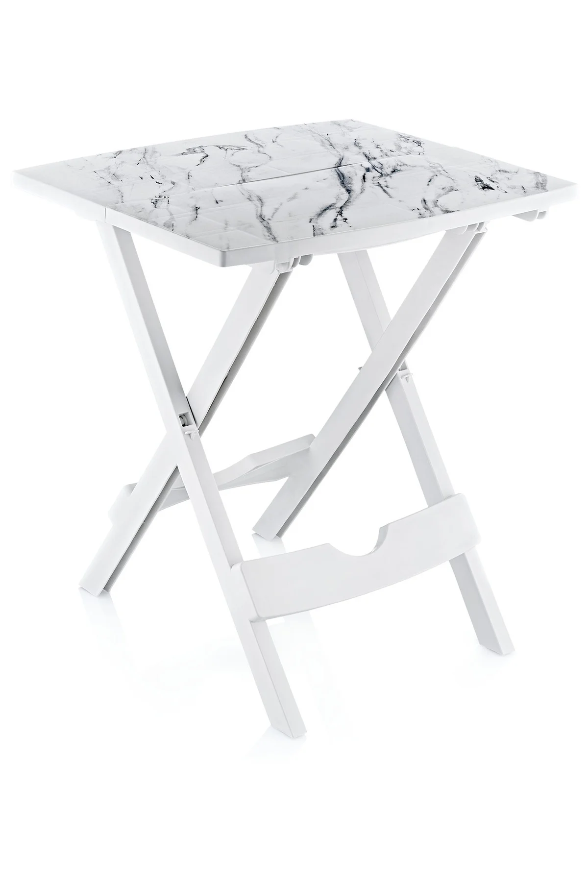 Plastik Portatif Katlanır Çok Amaçlı Sehpa Masa Beyaz Mermer Dese