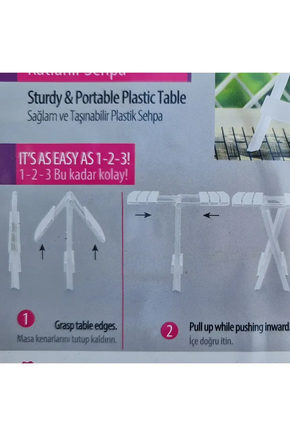 Plastik Portatif Katlanır Çok Amaçlı Sehpa Masa Beyaz Mermer Dese