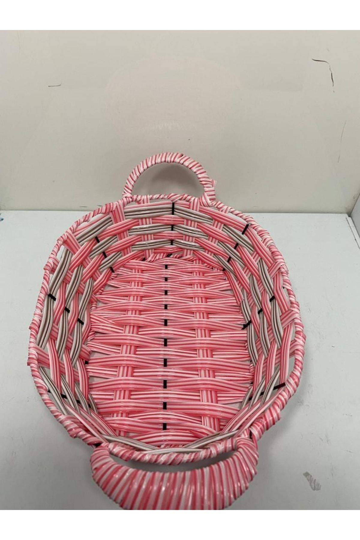 Elif Aksesuar Plastik Rattan Örme Ekmek Sepeti