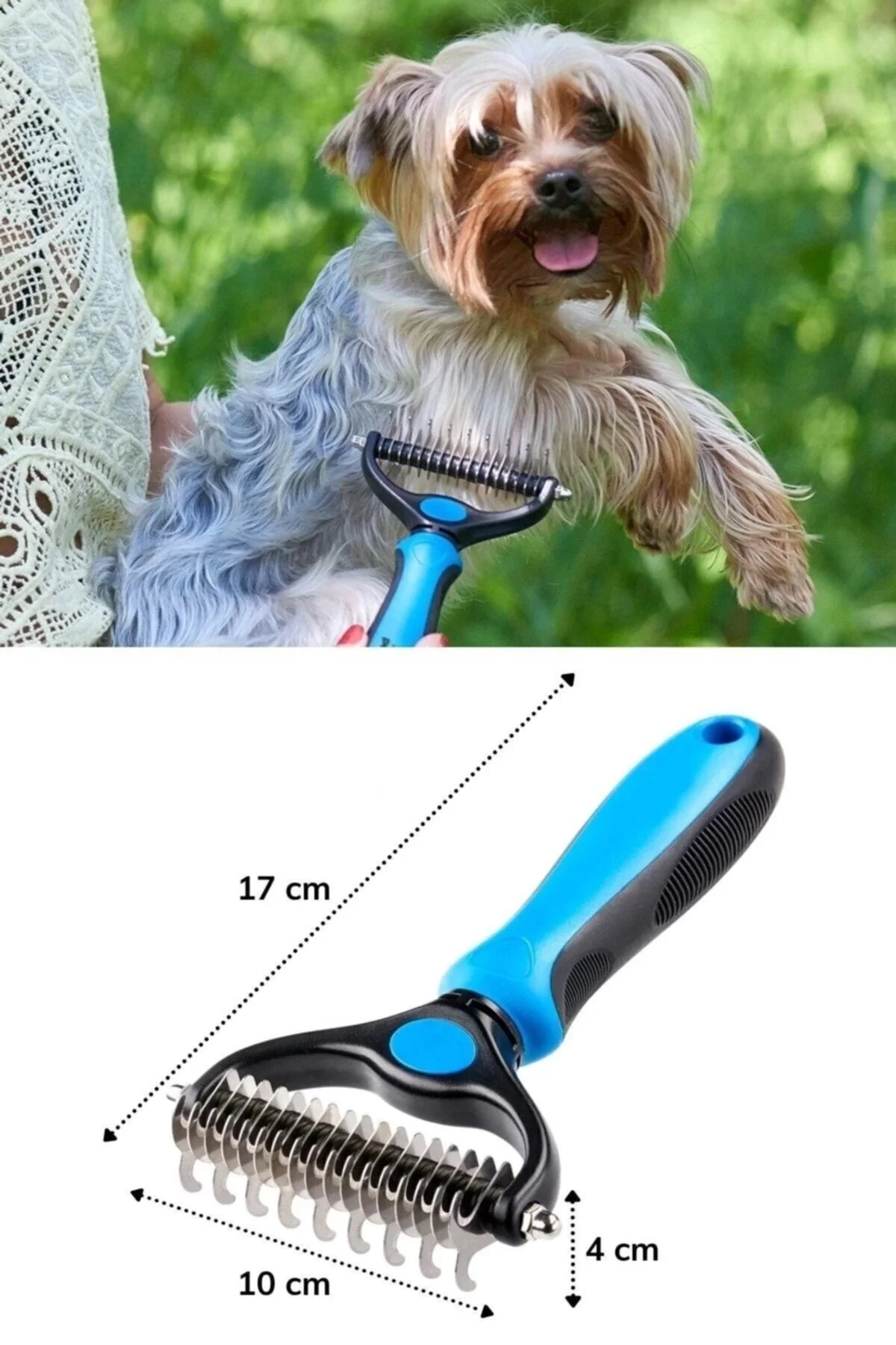 Plastik Saplı Metal Kedi Köpek Bakım Kıtık Tüy Topak Açıcı Tarak 