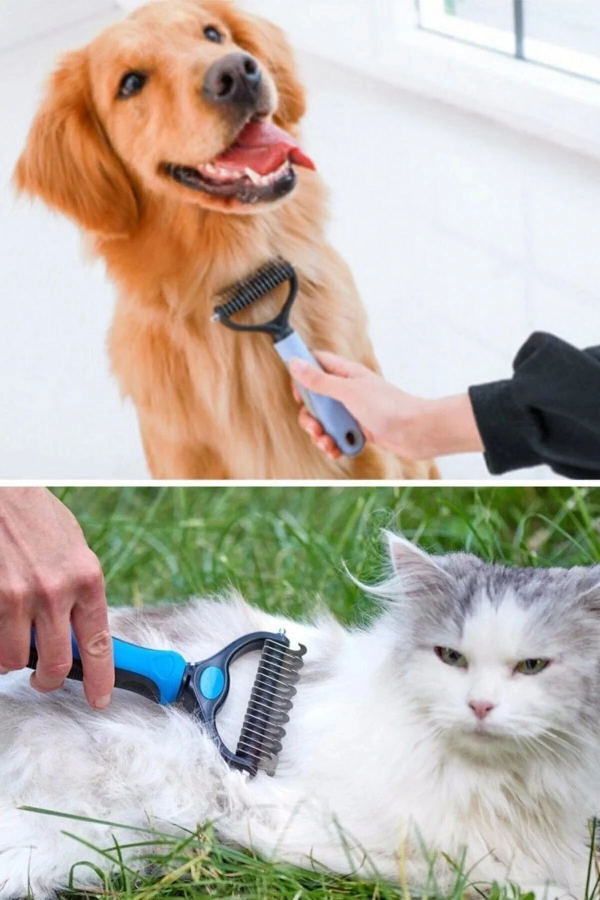 Plastik Saplı Metal Kedi Köpek Bakım Kıtık Tüy Topak Açıcı Tarak 