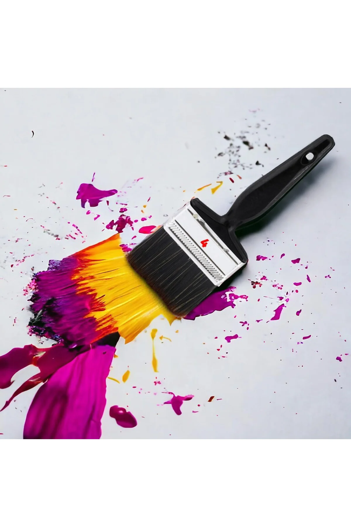 Plastik Saplı Yağlı Boya Fırça No: 4 Resim Ressam Fırçası Hobi Sanat Duvar Metal A
