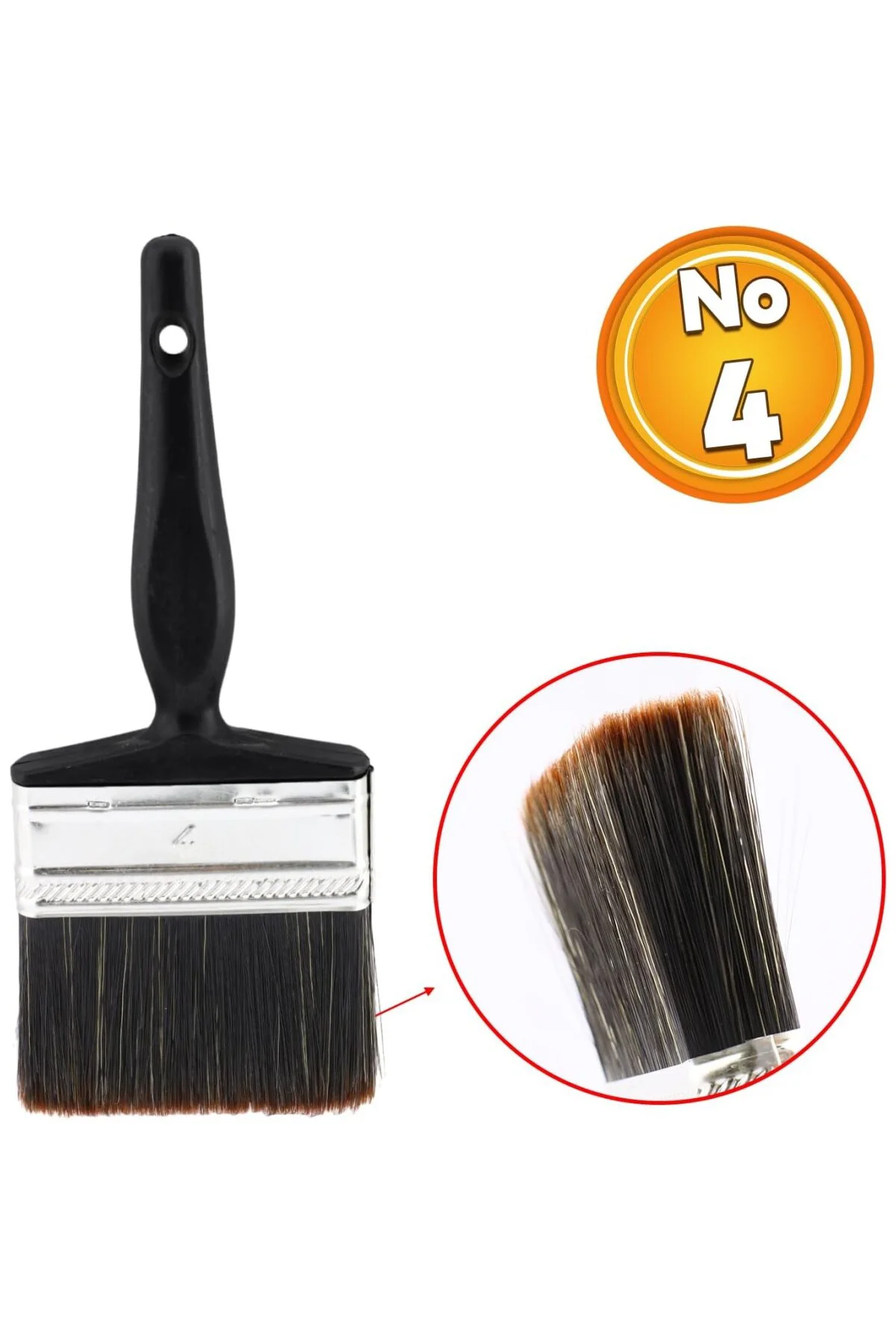 Plastik Saplı Yağlı Boya Fırça No: 4 Resim Ressam Fırçası Hobi Sanat Duvar Metal A