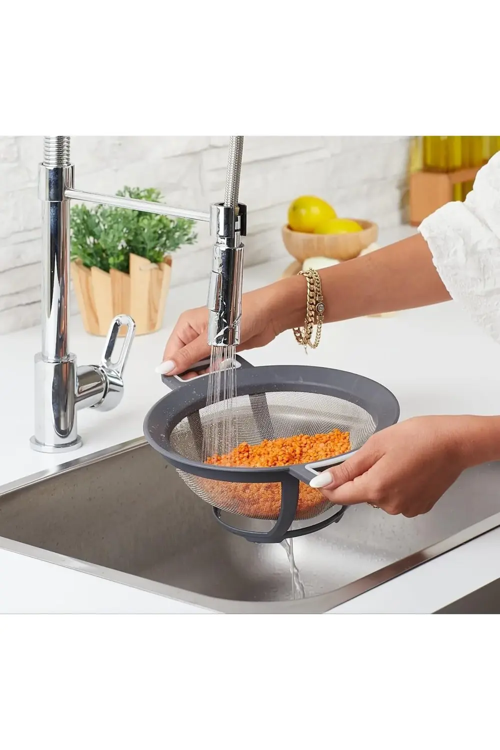 Plastik Süzgeç – Makarna, Pirinç, Sebze ve Meyve Süzme Kabı | Aya