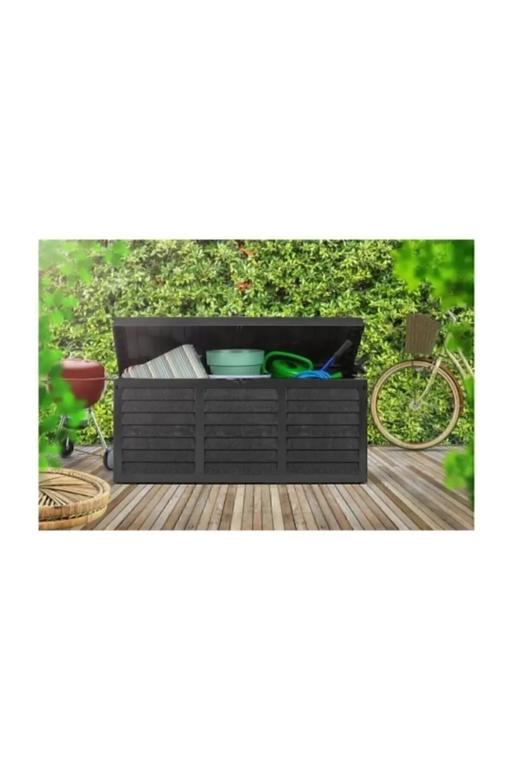 Plastik Tabiat Bahçe Depolama Sandığı 51 cm 117 cm Siyah 54 cm
