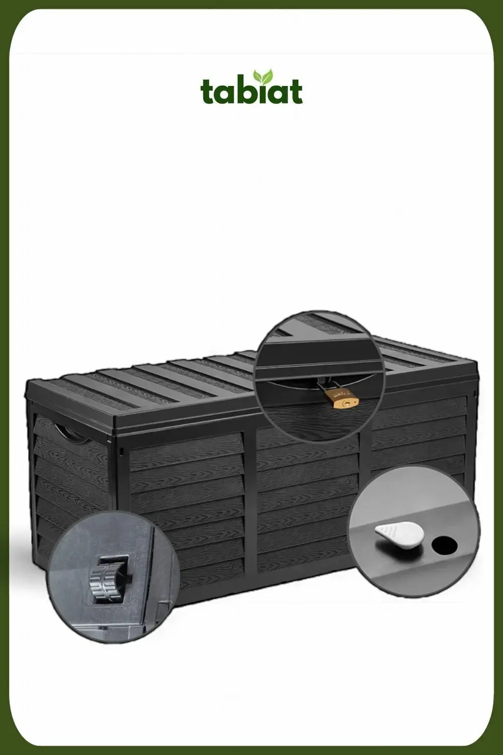 Plastik Tabiat Bahçe Depolama Sandığı 51 cm 117 cm Siyah 54 cm