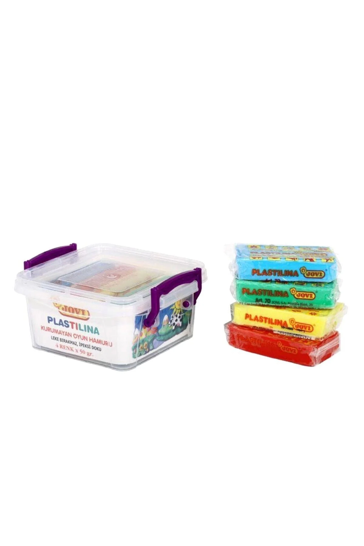 Plastilina Kurumayan Oyun Hamuru 4 Renk X 50 Gr. Plastik Kap