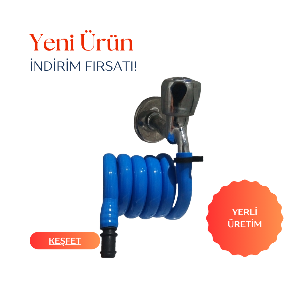 Plasyay  Spiral Wc Taharet Hortum Matik Ve Wc Banyo Yıkama Seti 97 Cm