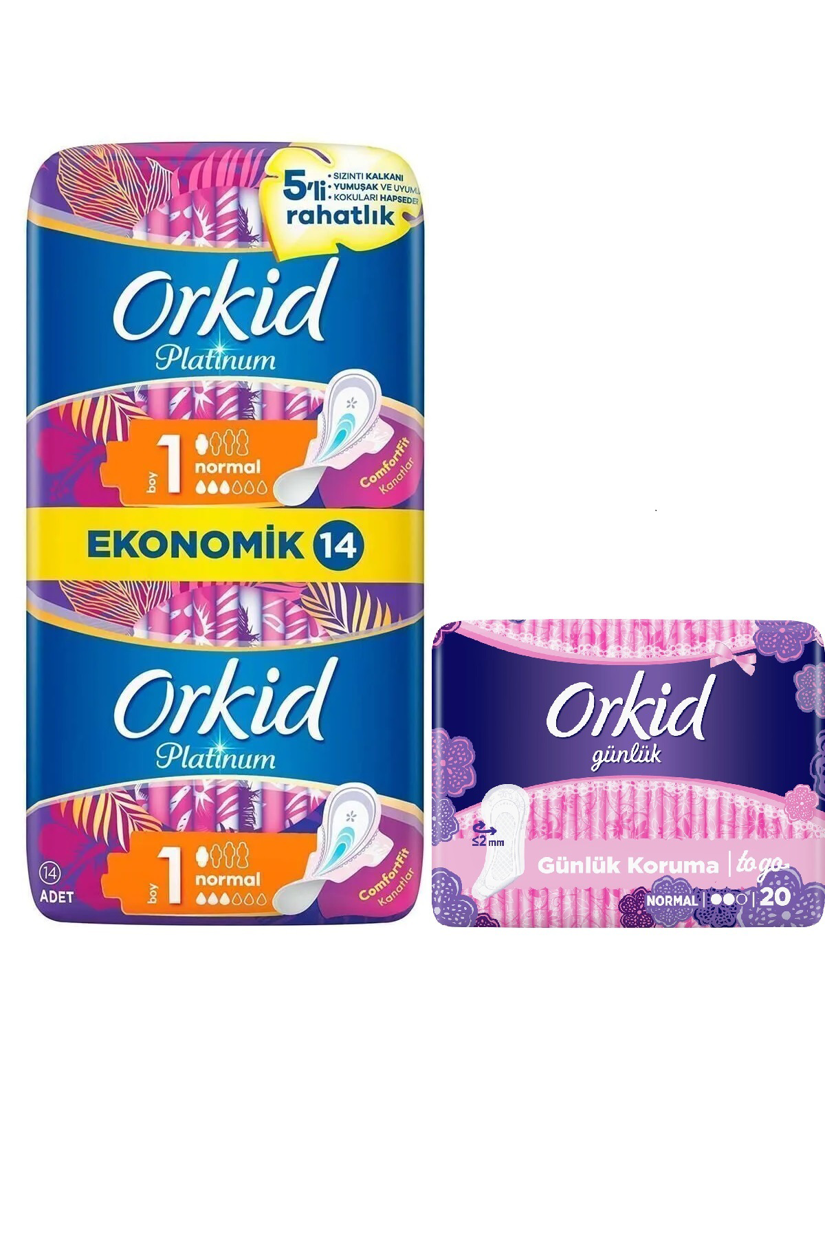 Orkid Platinum Normal (Boy 1) 14 Adet Hijyenik Ped + Günlük Ped 20 Adet