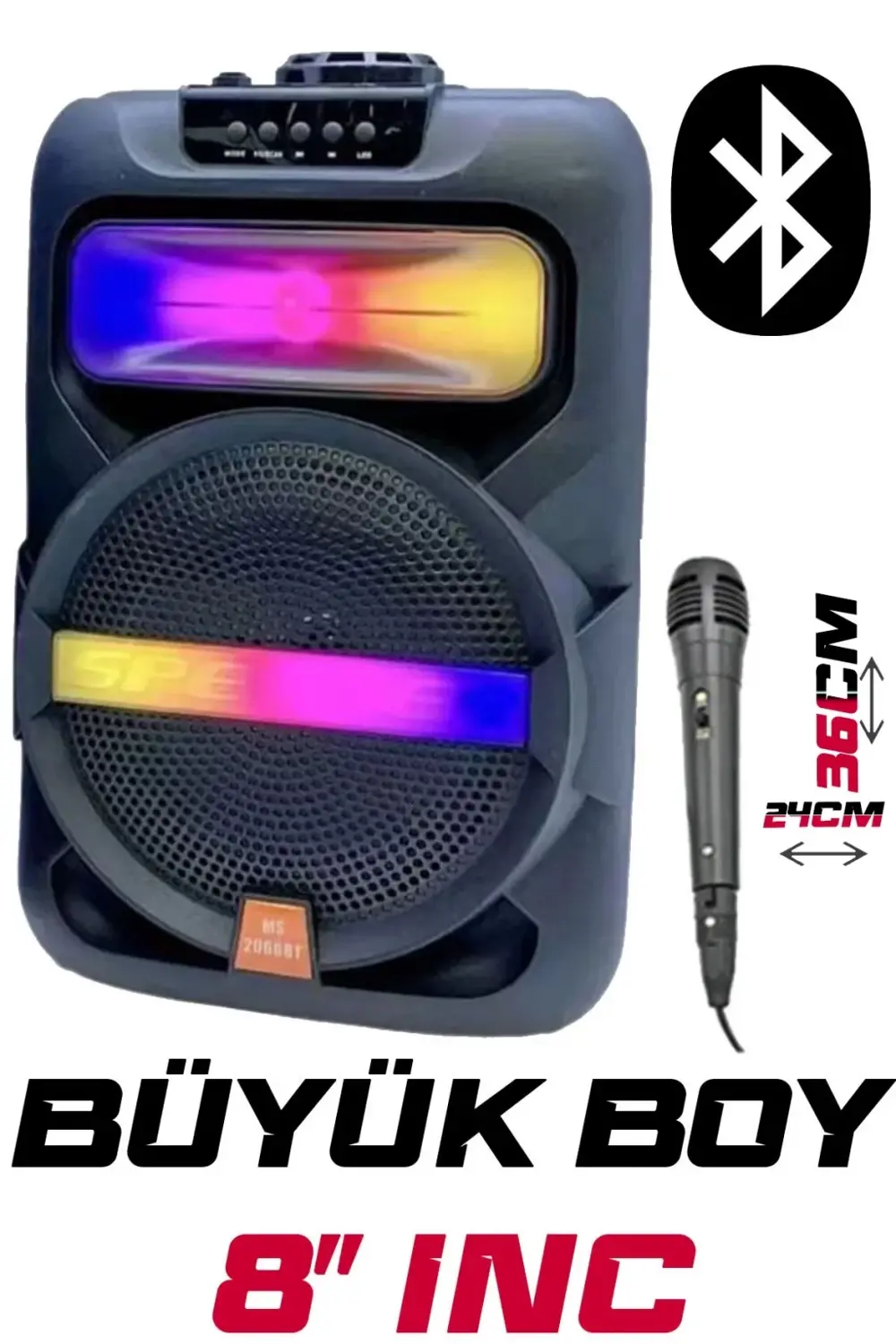 Platoon PL-4361 BT USB SD AUX 8 İNÇ Mikrofonlu Anfi Yüksek SES Ta