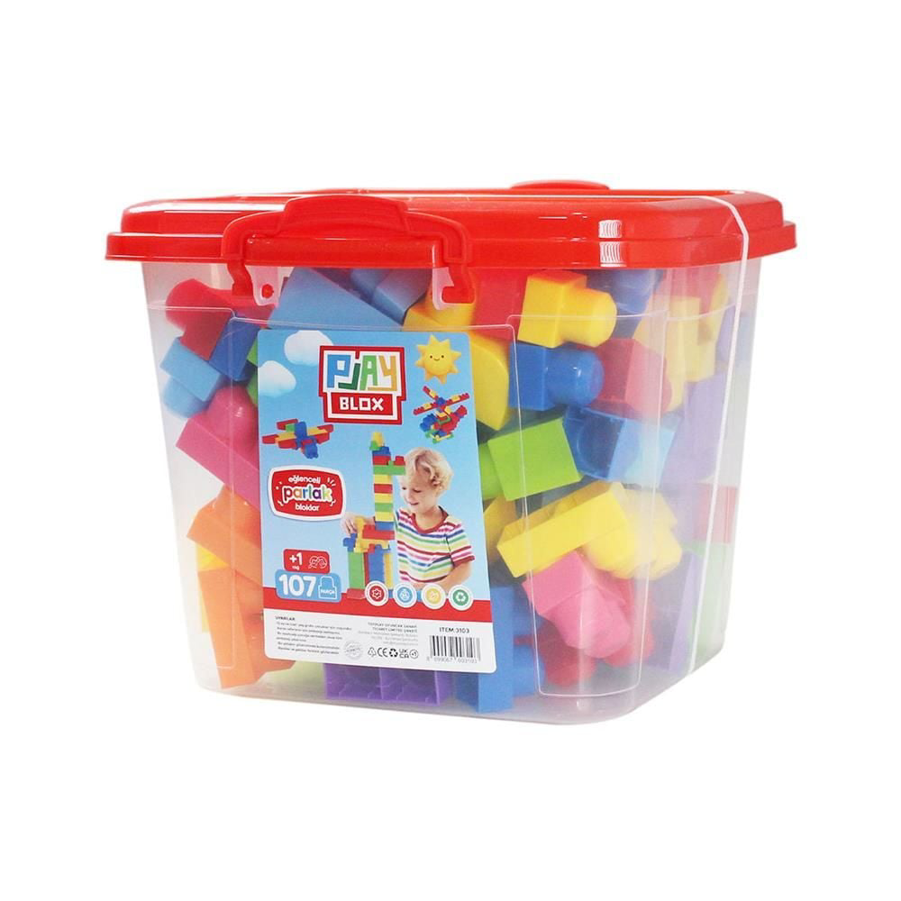 Play Blox Yapı Oyuncakları 107 Parça Kovalı Parlak Renkler Mega B