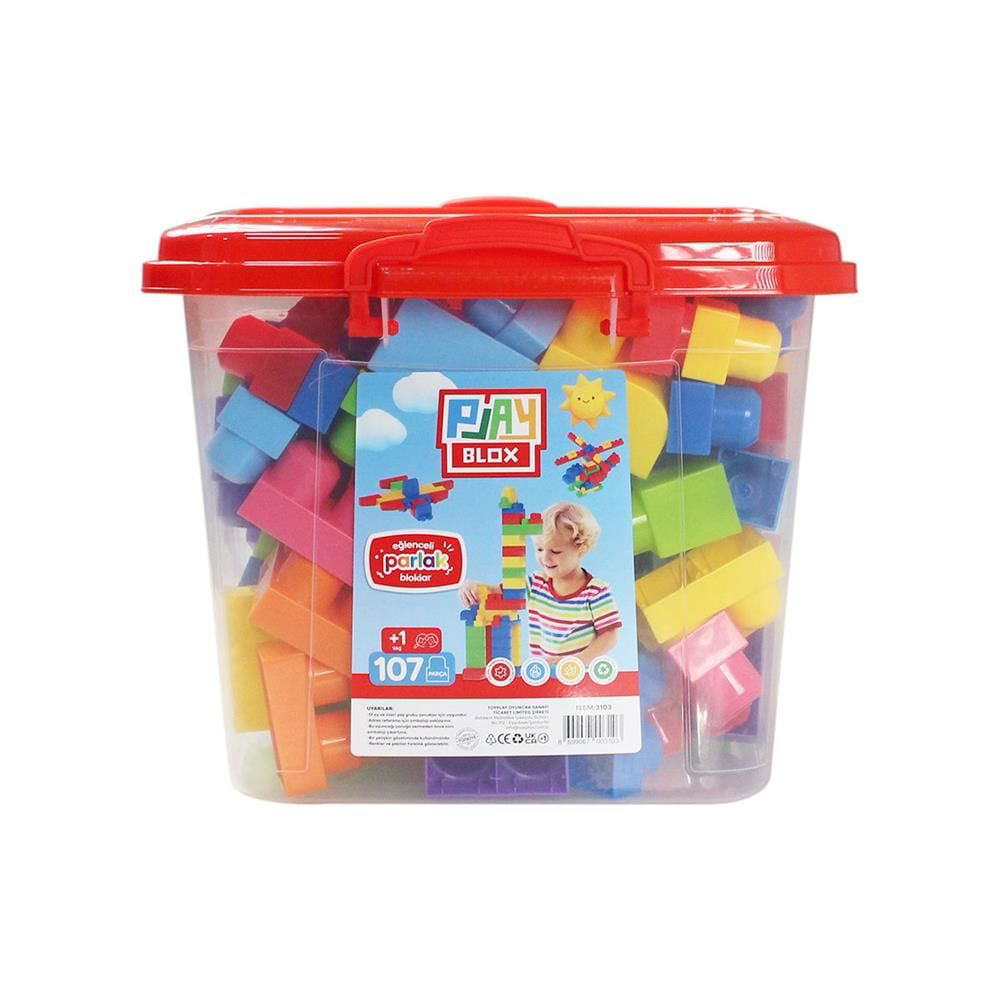 Play Blox Yapı Oyuncakları 107 Parça Kovalı Parlak Renkler Mega B