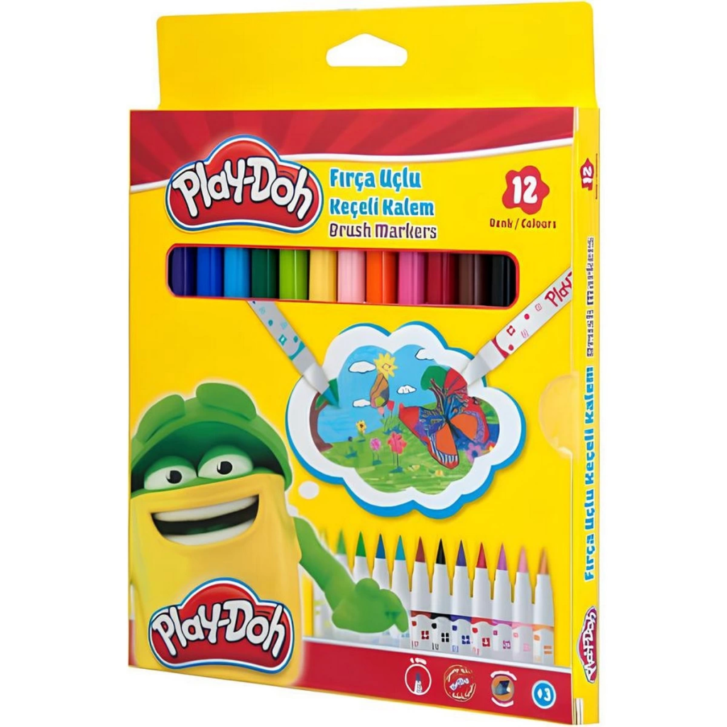 Play-Doh Fırça Uçlu Keçeli Kalem 12'li Play-Doh Fırça Uçlu Keçeli Kalem 12'li
