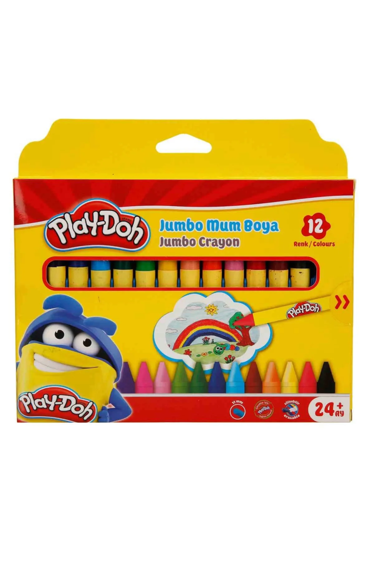 Play-Doh Silinebilir Jumbo Crayon Mum Boya 12 Renk