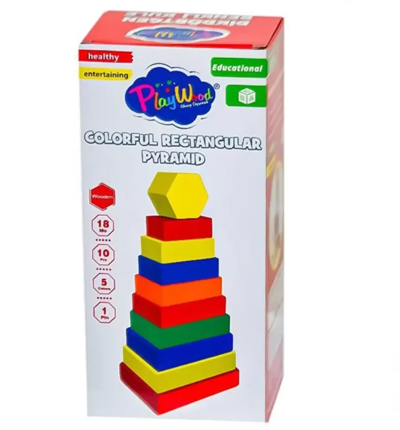 Play Wood Kutuda Ahşap Dikdörtgen Renkli Kule ONY-393