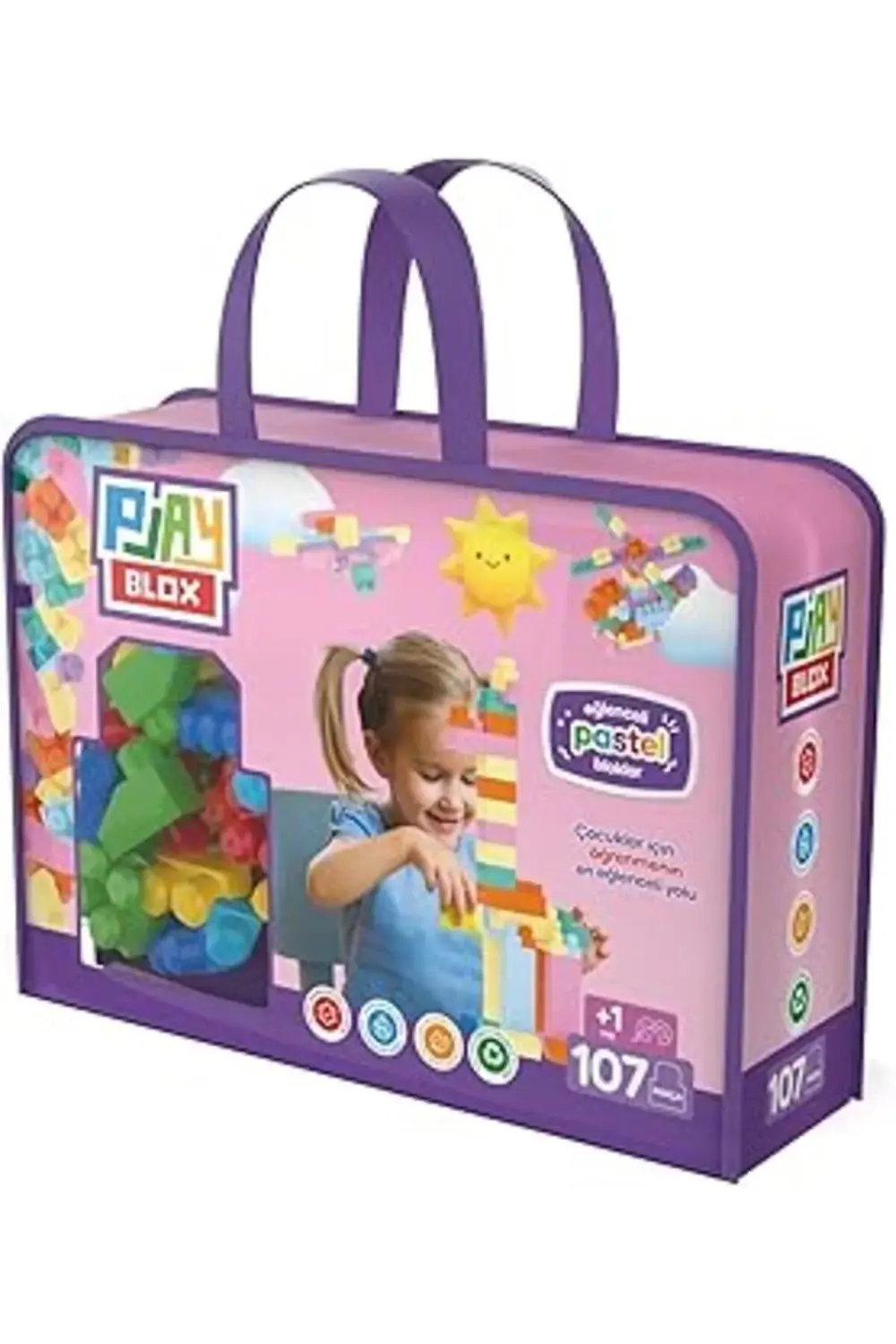 Playblox Pastel Yapı Blokları Seti, 107 Parça Pastel Renkli Büyük