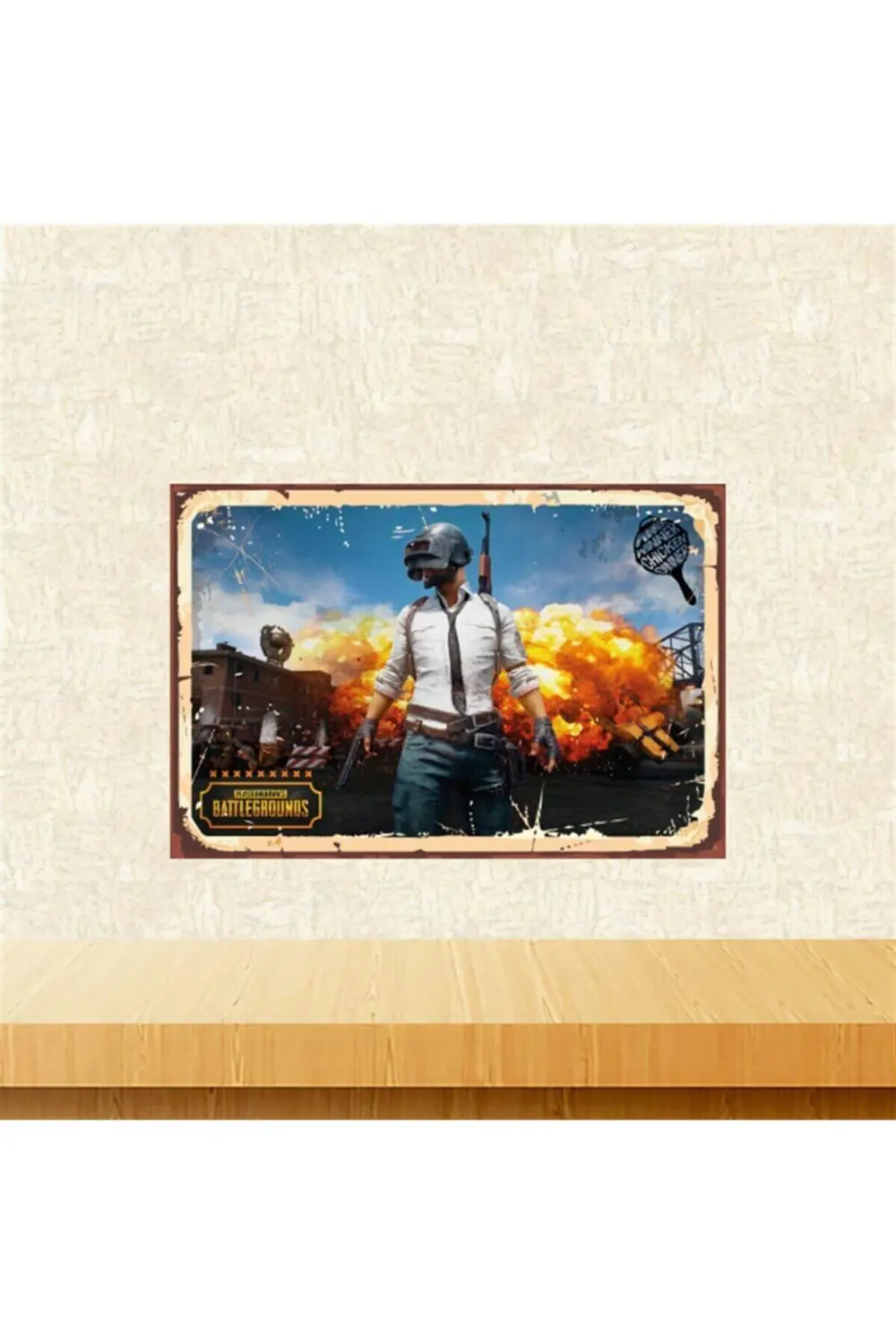 Playerunknown's Battlegrounds Tasarımlı 20-30 cm Retro Ahşap Tabl