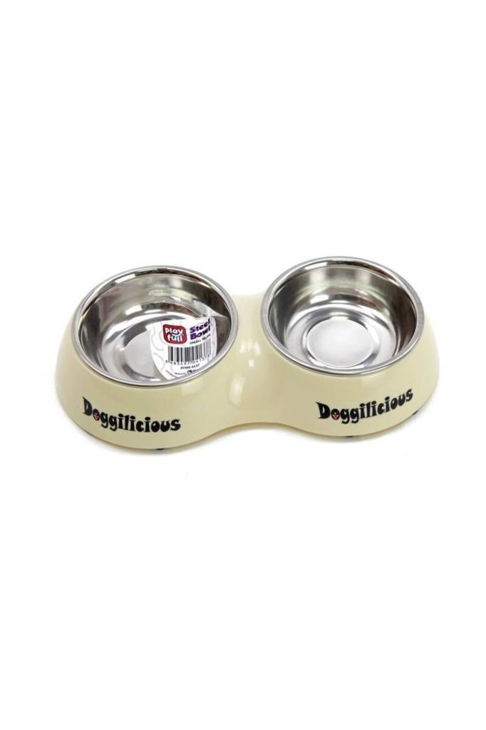 Playfull Diva Doublediner Beyaz Çıkabilen Çelik Kedi Köpek Mama K