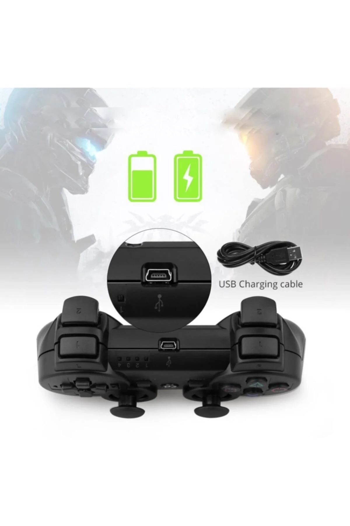 Playstation 3 uyumlu siyah bluetooth joystick, kablosuz bağlantı, 2 yıl garantili