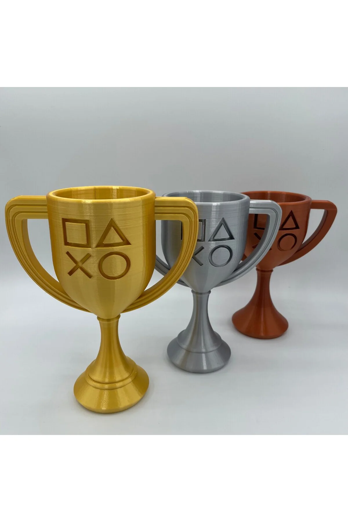 Playstation Kupa Figürü 3'lü Set Playstation Altın Kupa Gümüş Kupa Bronz Kupa 15CM
