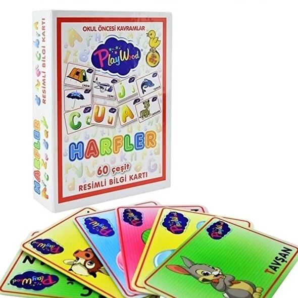 PlayWood Eğitici Resimli Bilgi Kartları Harfler 26 PlayWood Eğitici Resimli Bilgi Kartları Harfler 26