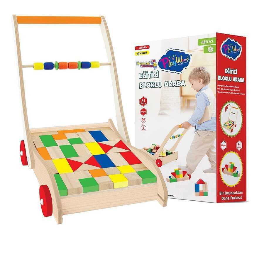 Playwood Kutuda Ahşap Eğitici Bloklu Araba Ony-373 Playwood Kutuda Ahşap Eğitici Bloklu Araba Ony-373