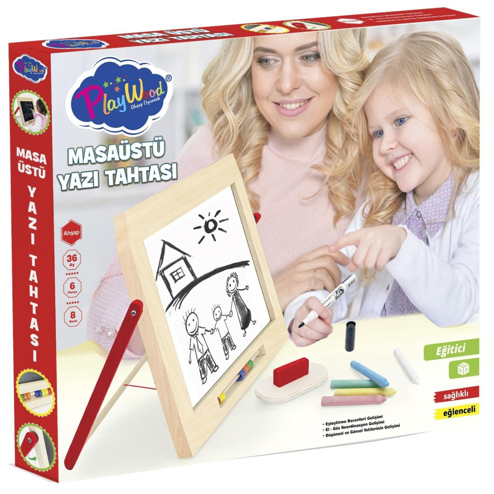 Playwood Kutuda Ahşap Tablet Yazı Tahtası ONY-391