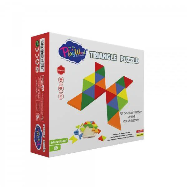 Playwood Kutuda Ahşap Üçgen Puzzle 24 Parça ONY-395