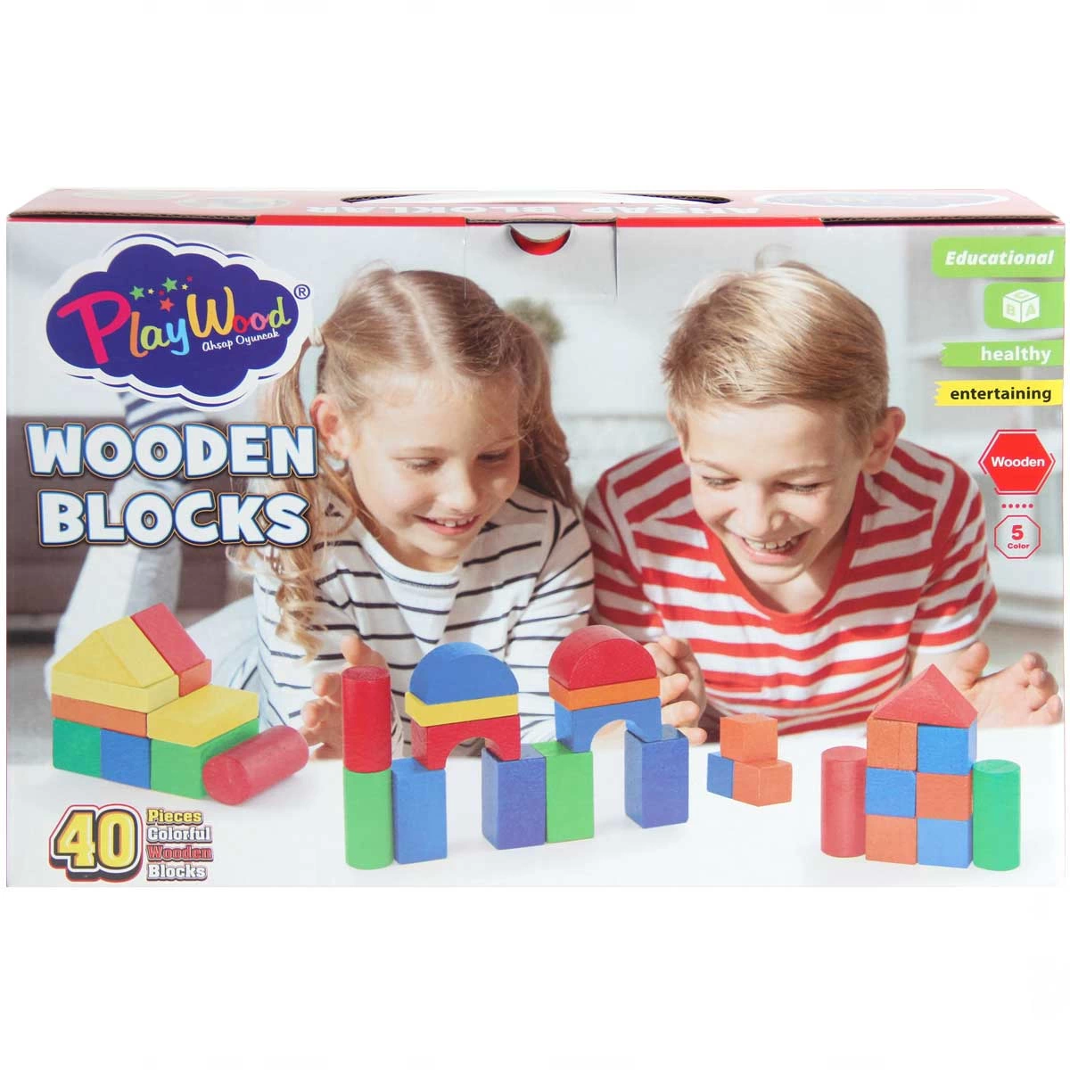 Playwood Kutuda Ahşap Renkli Bloklar 40 Parça Playwood Kutuda Ahşap Renkli Bloklar 40 Parça