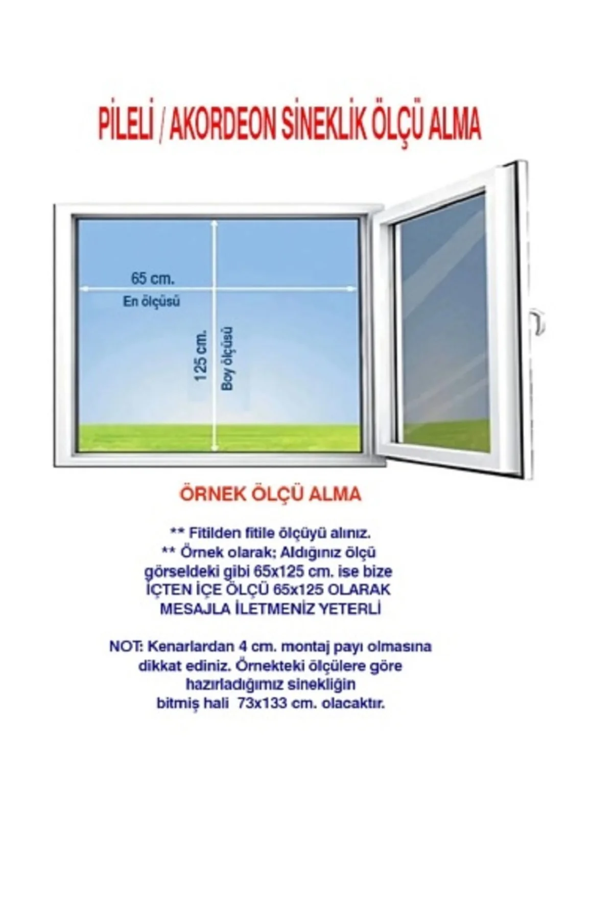 PLİSE AKORDİON SİNEKLİK PENCERE 70*140 CM ARASI